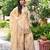  cream chinon kurta palazzo set sweet heart neck
