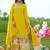  yellow chinon kurta palazzo set notch neck