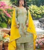  pista organza kurta palazzo set round neck