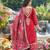  red chinon kurta palazzo set round neck