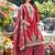  red chinon kurta palazzo set round neck