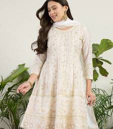  off white chinon kurta palazzo set round neck