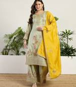  pista organza kurta palazzo set round neck