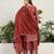  rust chinon kurta palazzo set round neck