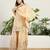  cream chinon kurta palazzo set sweet heart neck