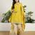  yellow chinon kurta palazzo set notch neck