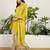 yellow chinon kurta palazzo set notch neck