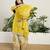  yellow chinon kurta palazzo set notch neck