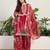  red chinon kurta palazzo set round neck