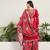  red chinon kurta palazzo set round neck