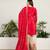 red chinon kurta palazzo set notch neck