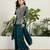  green chinon kurta palazzo set v neck