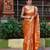 Orange soft silk blend banarasi jacuard work designer saree with blouse
