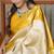 Light yellow soft silk blend banarasi jacuard work designer saree with blouse