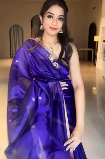 Royal blue silk blend banarasi jaquard designer saree with blouse