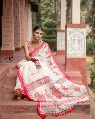 Wine silk blend banarasi jaquard designer saree with blouse 3