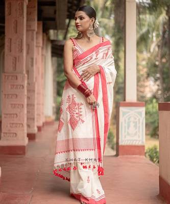 Wine silk blend banarasi jaquard designer saree with blouse 4