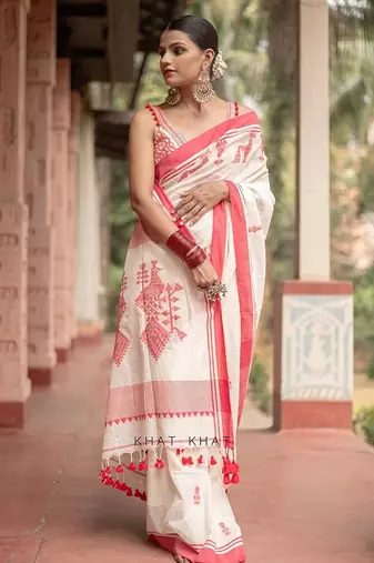 Wine silk blend banarasi jaquard designer saree with blouse