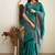 Sea green soft silk blend banarasi jacuard work designer saree with blouse
