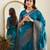 Sea green soft silk blend banarasi jacuard work designer saree with blouse