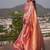 Baby pink soft silk blend banarasi jacuard work designer saree with blouse