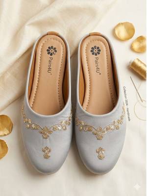  women embellished ethnic mules canvas upper with embroidered pattern 1