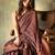 Brown soft silk blend banarasi jacuard work designer saree with blouse