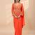 orange color thread semi beads embroidered work ready to wear saree with full-stitched free size blouse