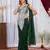 green color embroidery work with real mirror & pearls hand work 2 styles drape faux georgette saree with stitched blouse