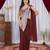 maroon color thread sequence embroidered work ready to wear saree with stitch blouse