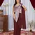maroon color thread sequence embroidered work ready to wear saree with stitch blouse