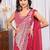 rani_pink color thread sequence embroidered work ready to wear saree with stitch blouse