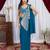 rama blue color thread sequence embroidered work ready to wear saree with stitch blouse