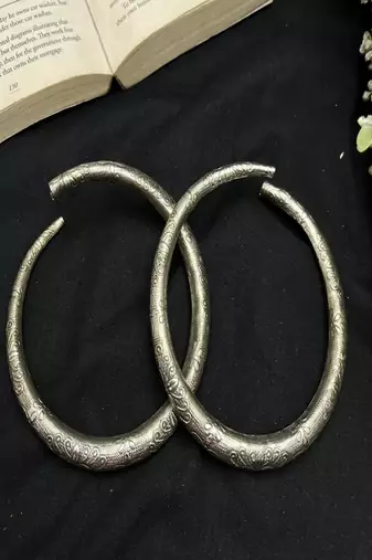 Oxidized german silver anklets||indian traditional kada payal || banajara tribal boho foot jewelry