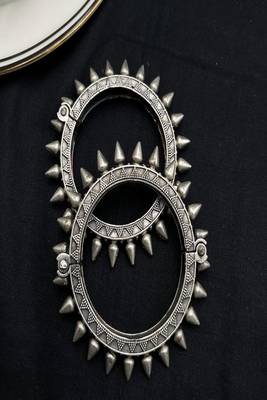Oxidised silver miniature painting necklace of ganesha god | vintage tribal statement neckpiece & kada 3