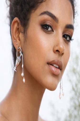 Surrealist silver pitcher earrings with pearl water drops, renaissance style teapot dangle earrings