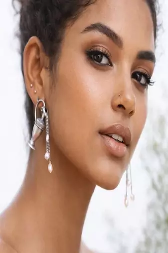 Surrealist silver pitcher earrings with pearl water drops, renaissance style teapot dangle earrings