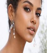 Surrealist silver pitcher earrings with pearl water drops, renaissance style teapot dangle earrings