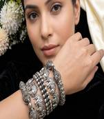 Exclusive elephant crafted silver plated matt finish kada kangan elephant rajwadi