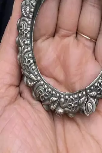 Exclusive elephant crafted silver plated matt finish kada kangan elephant rajwadi