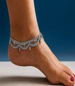 Handmade oxidized silver anklet | ghungroo payal, boho foot jewelry