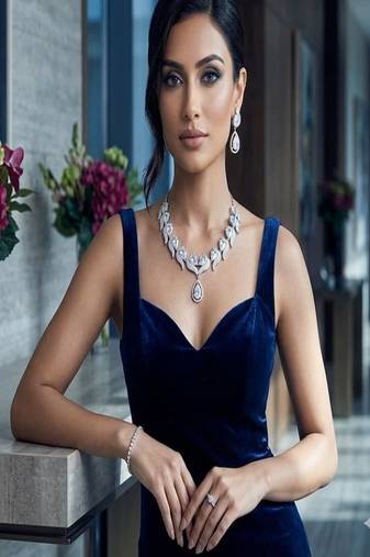 Pear cut diamond necklace set for bride||art deco cubic zirconia statement prom wedding necklace