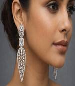 Cz bridal earrings: long crystal wedding jewelry, bollywood style