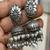 Oxidized silver jhumka earrings with pearls, indian boho bridal drop earrings