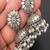 Oxidized silver jhumka earrings with pearls, indian boho bridal drop earrings