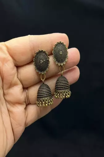 Oxidised gold brass hasli choker necklace set with jhumka |tribal indian boho statement torque collar necklace