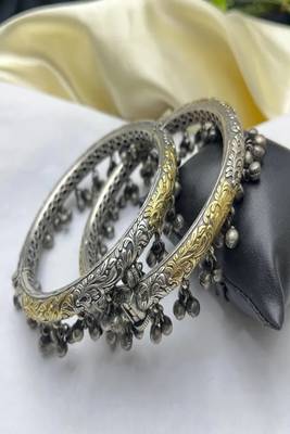 Dual tone ghungroo anklet kada|hand engraved tribal indian ankle bracelet 3