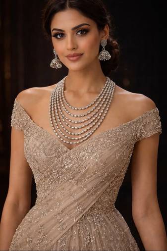 Handcrafted silver multi layered matar mala necklace set oxidized indian mohanmala jewelry with jhumka