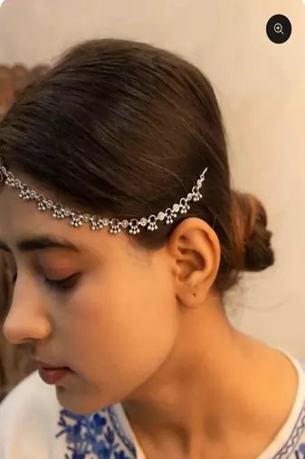 Oxidized silver borla maang tikka: rajasthani bridal headpiece