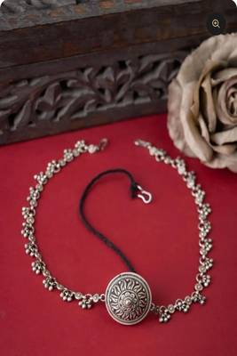Oxidized silver borla maang tikka: rajasthani bridal headpiece 4